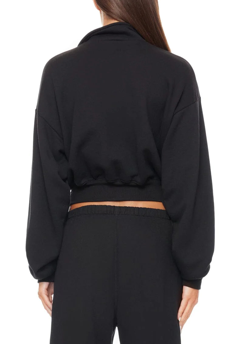 Eterne - Cropped Half Zip Sweatshirt - Black