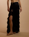 Patbo - Martina Lycra Ruffle Maxi Skirt - Black