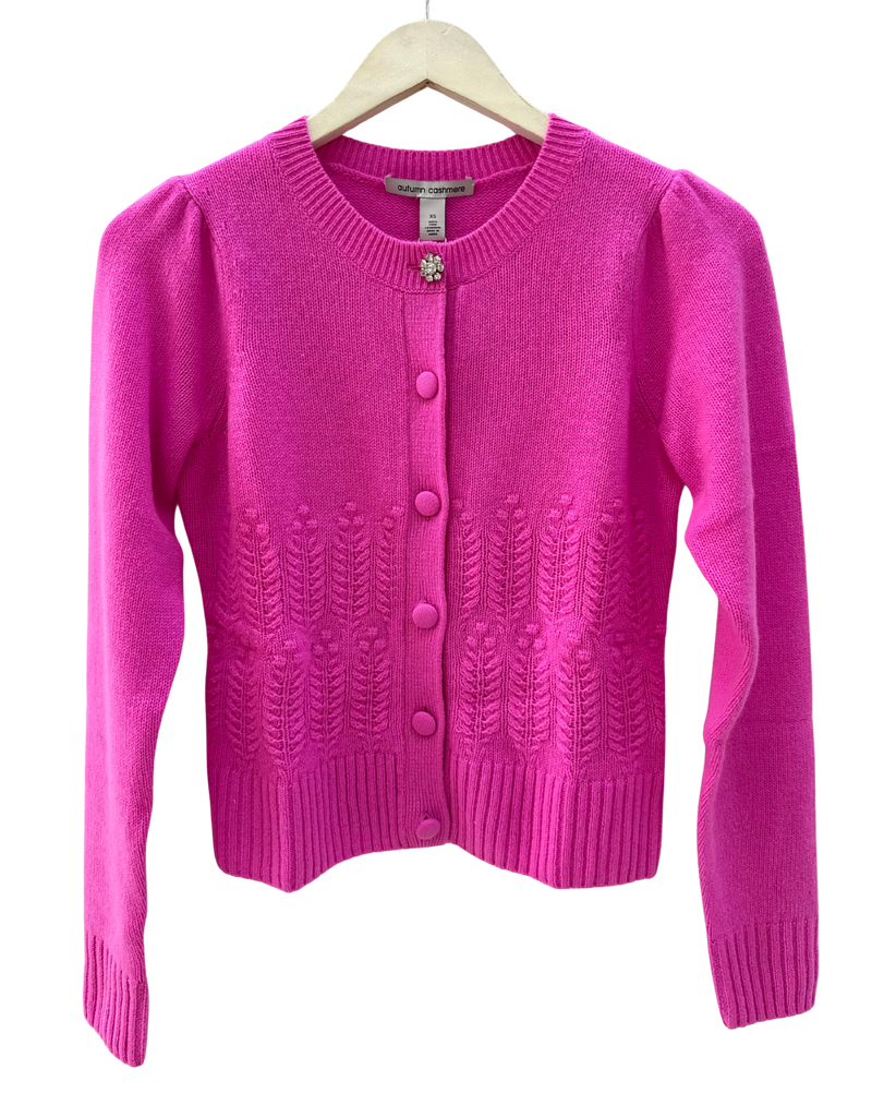 Autumn Cashmere - Puff Sleeve Popcorn Stitch Cardigan - Multiple Colors