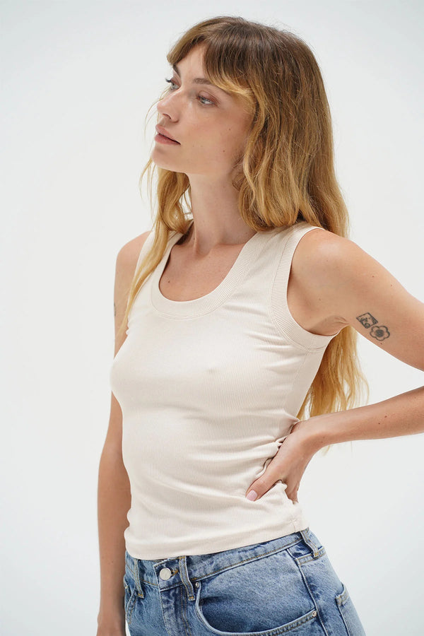 LNA - Deep U Ribbed Tank - Bone