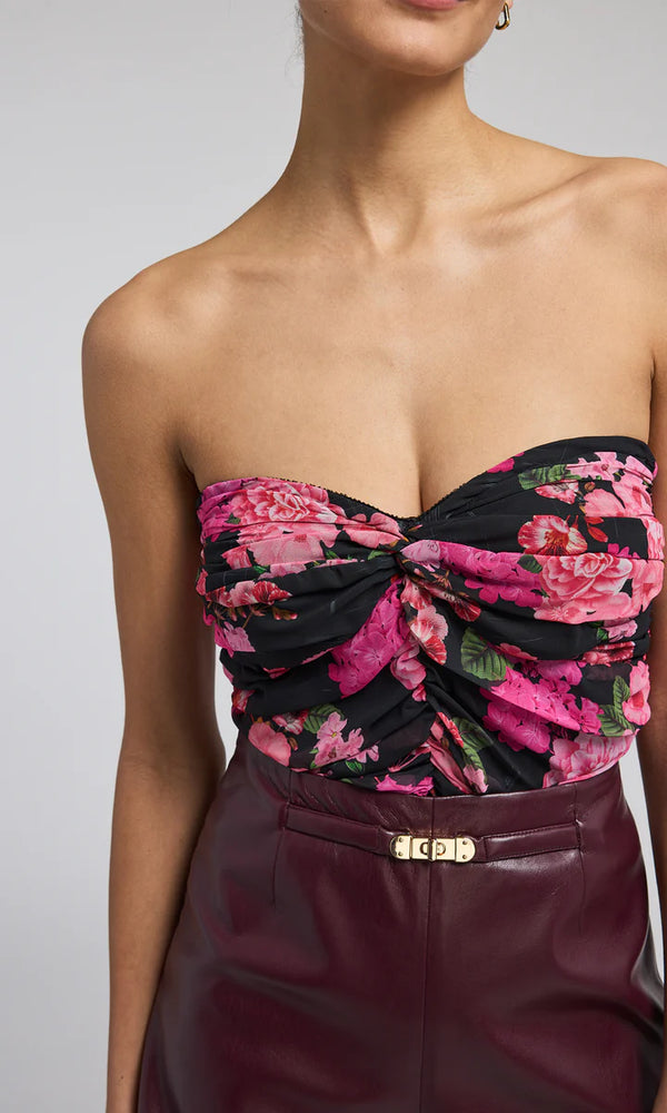 Generation love - Skye Floral Chiffon Bustier - Black Floral Fantasy