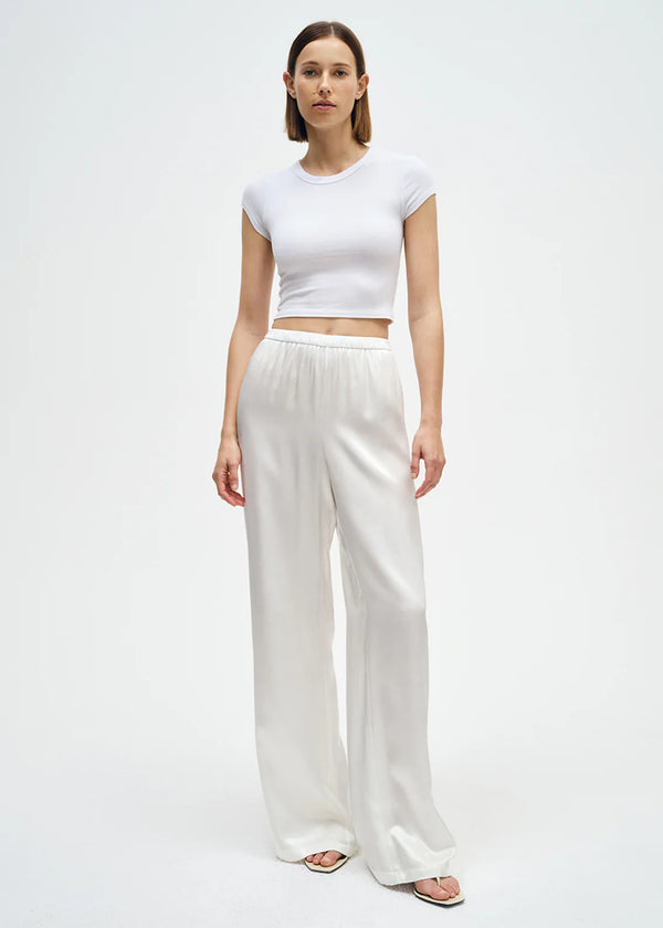 Enza Costa - Satin Wide Leg Pant - Cloud