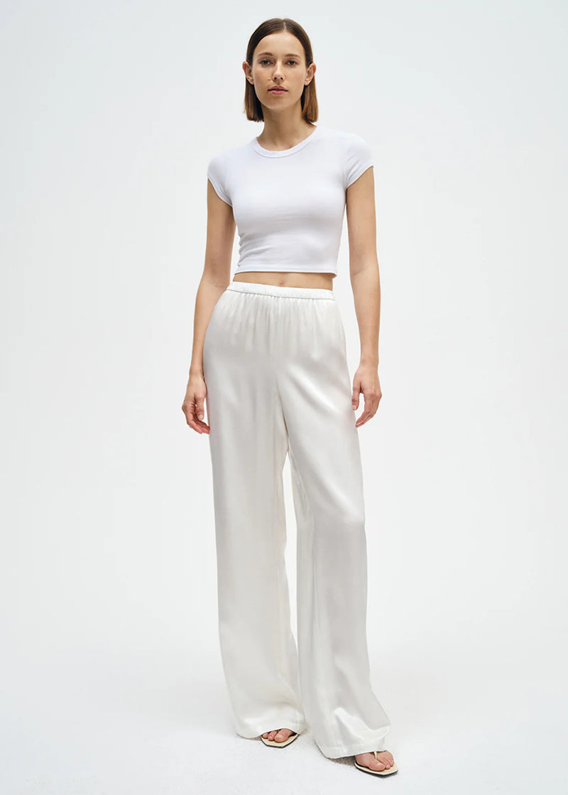 Enza Costa - Satin Wide Leg Pant - Cloud