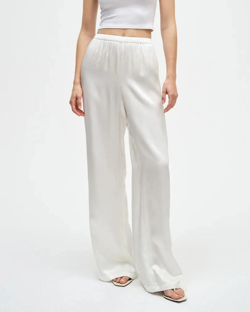 Enza Costa - Satin Wide Leg Pant - Cloud