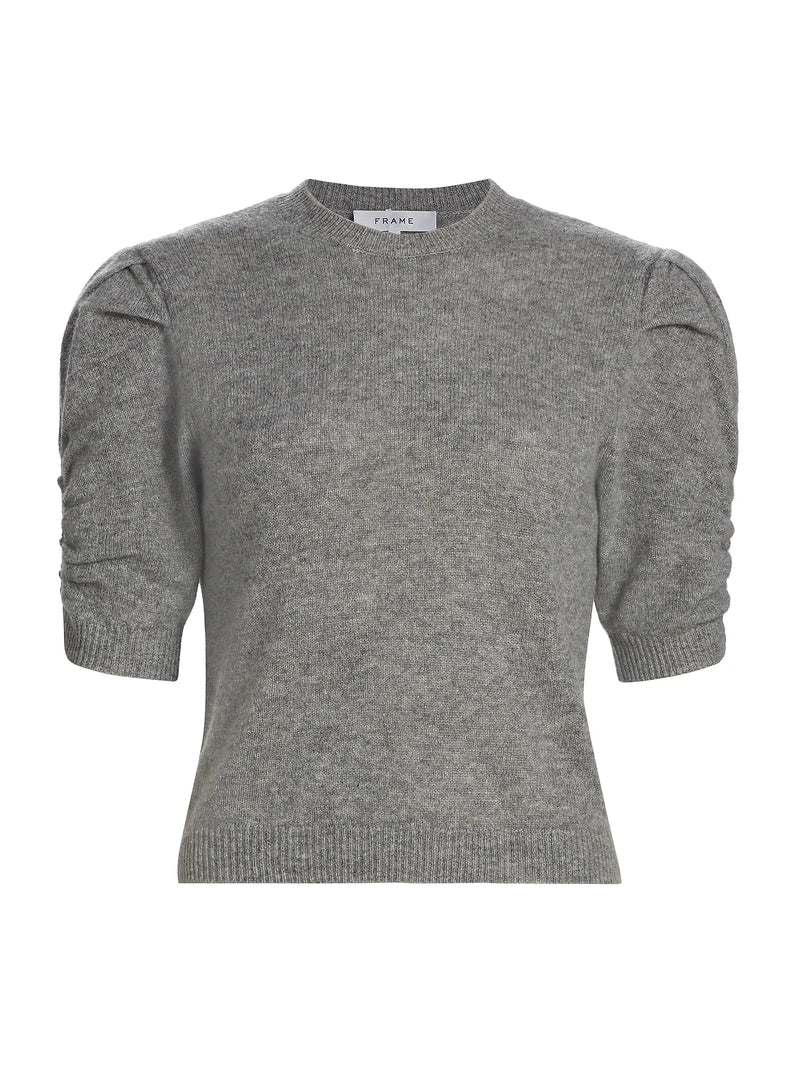 Frame - Ruched Sleeve Cashmere Sweater - Gris Heather