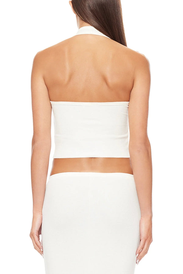 Eterne - Cropped Halter Top - Cream