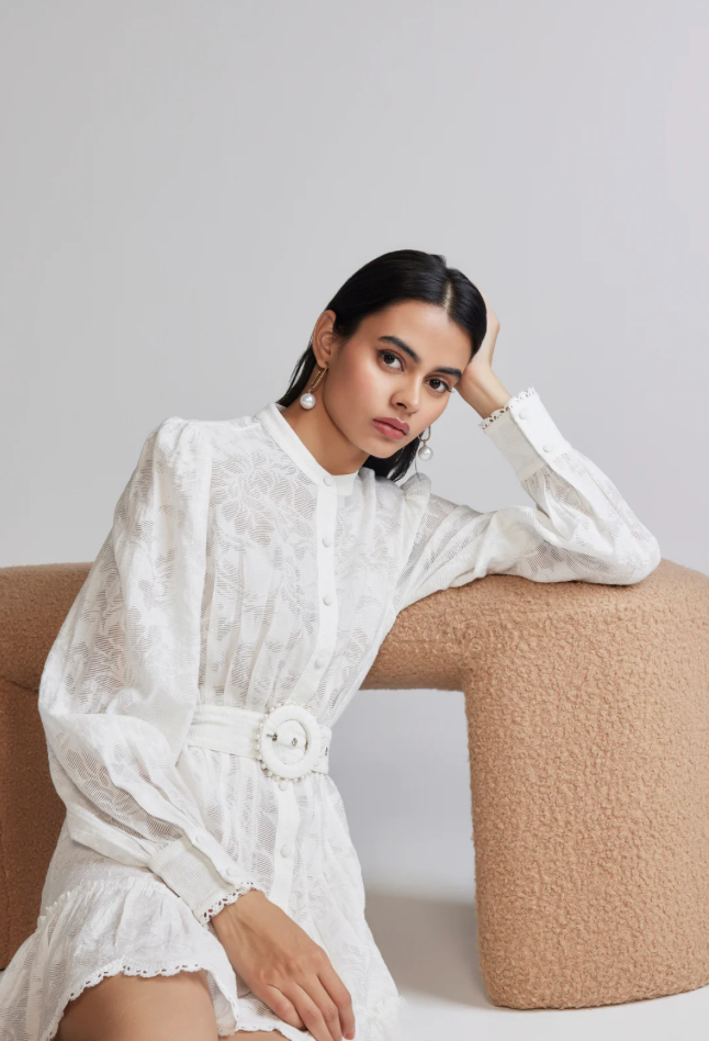 Hemant and Nandita Short Dress with Belt | White | Size L | Shopbop Hemant and Nandita Short Dress with Belt | White | Size L | Shopbop