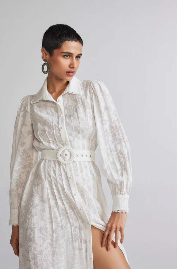 Hemant and Nandita - Ilara Long Shirt Dress - White