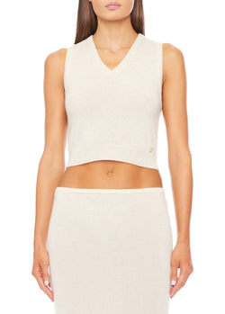 Eterne - Lenny Cashmere Vest - Heather Oatmeal