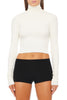 Eterne - Cropped Fitted Turtleneck Top - Cream