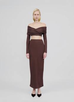 Maygel Coronel - Cavana High Rise Maxi Skirt - Brown