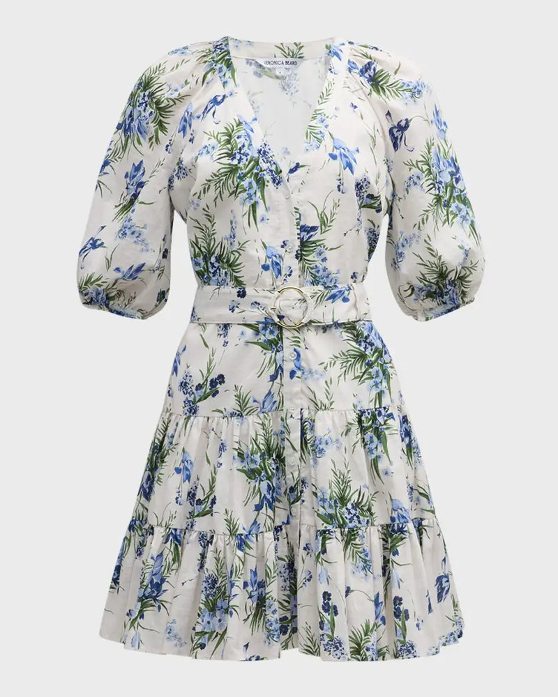 Veronica Beard - Dewey Floral Mini Dress - Off White Multi