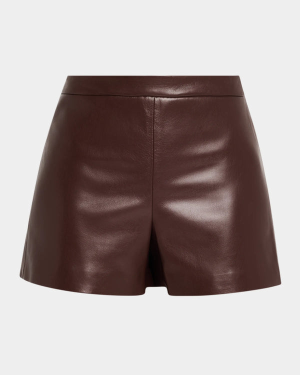 Alice + Olivia - Hera High-Rise Vegan Leather Shorts - Espresso