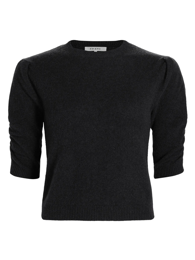 Frame - Ruched Sleeve Cashmere Sweater - Noir