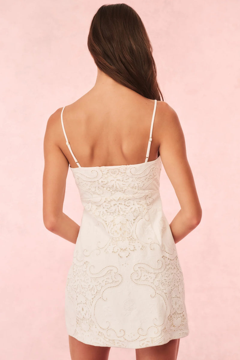 Loveshackfancy - Rosalisa Cotton Doiley Lace Mini Dress - Optic White