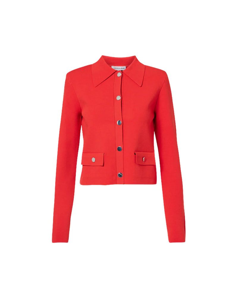 Veronica Beard - Katia Knit Button-Front Jacket - Poppy