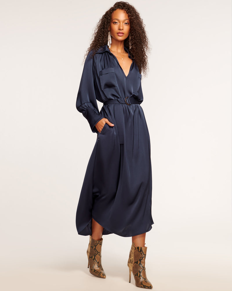 Ramy Brook - Cecilia Belted Midi Dress - Navy