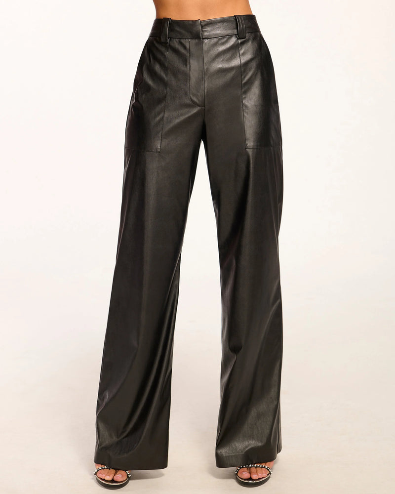 Ramy Brook - Jace Faux Leather Wide Leg Pant - Black