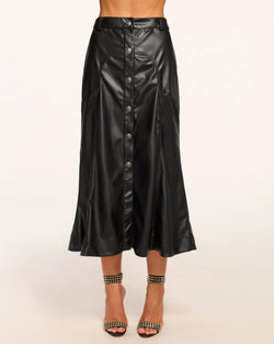 Ramy Brook - Dale Faux Leather Midi Skirt - Black