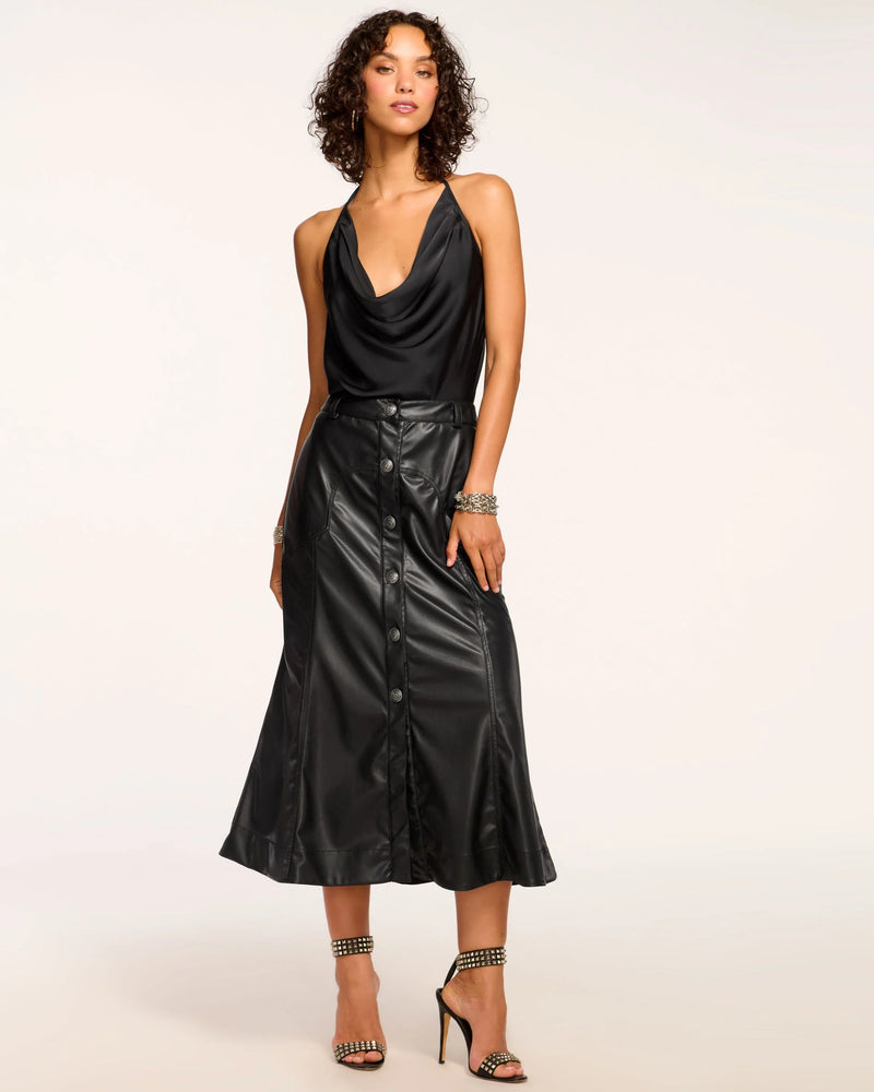 Ramy Brook - Dale Faux Leather Midi Skirt - Black