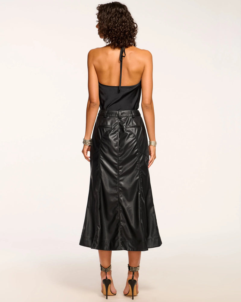 Ramy Brook - Dale Faux Leather Midi Skirt - Black