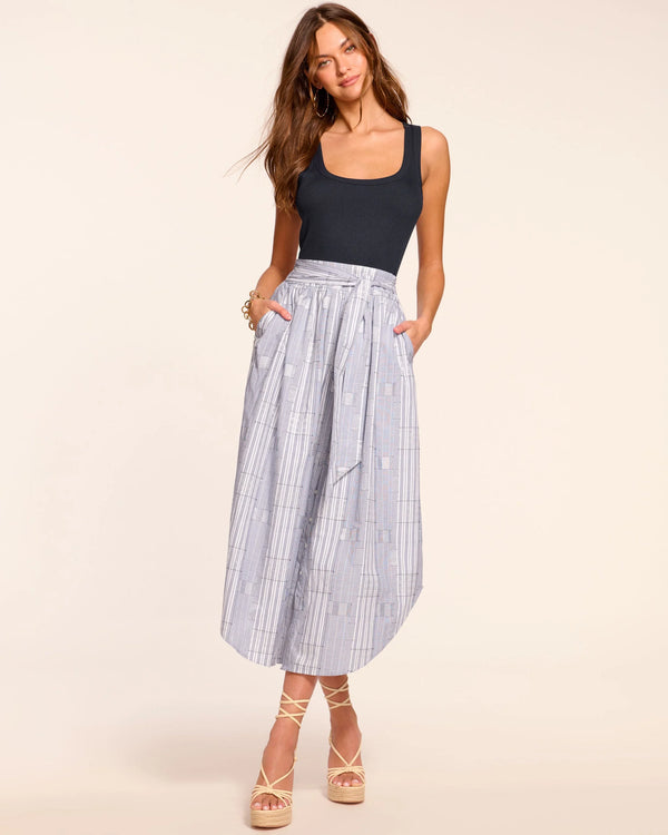 Ramy Brook - Aralyn Poplin Combo Sleeveless Midi Dress - Navy Patchwork