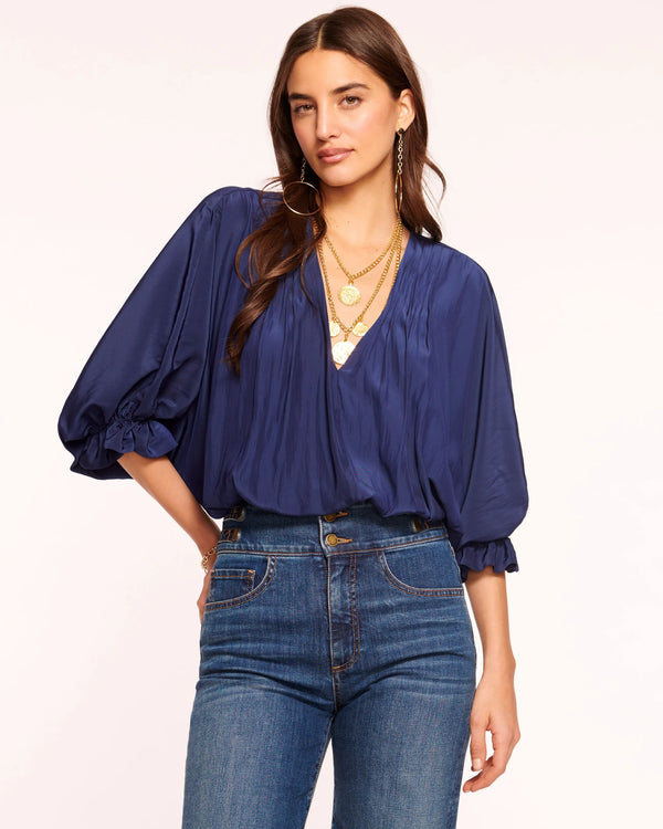 Ramy Brook - Vina V Neck Blouse - Navy