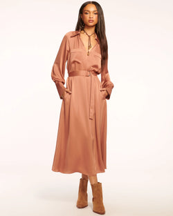 Ramy Brook - Cecilia Belted Midi Dress - Saddle