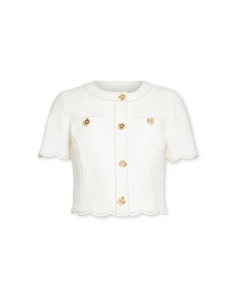 Ramy Brook - Sandra Stretch Cotton Scalloped Jacket - Ivory