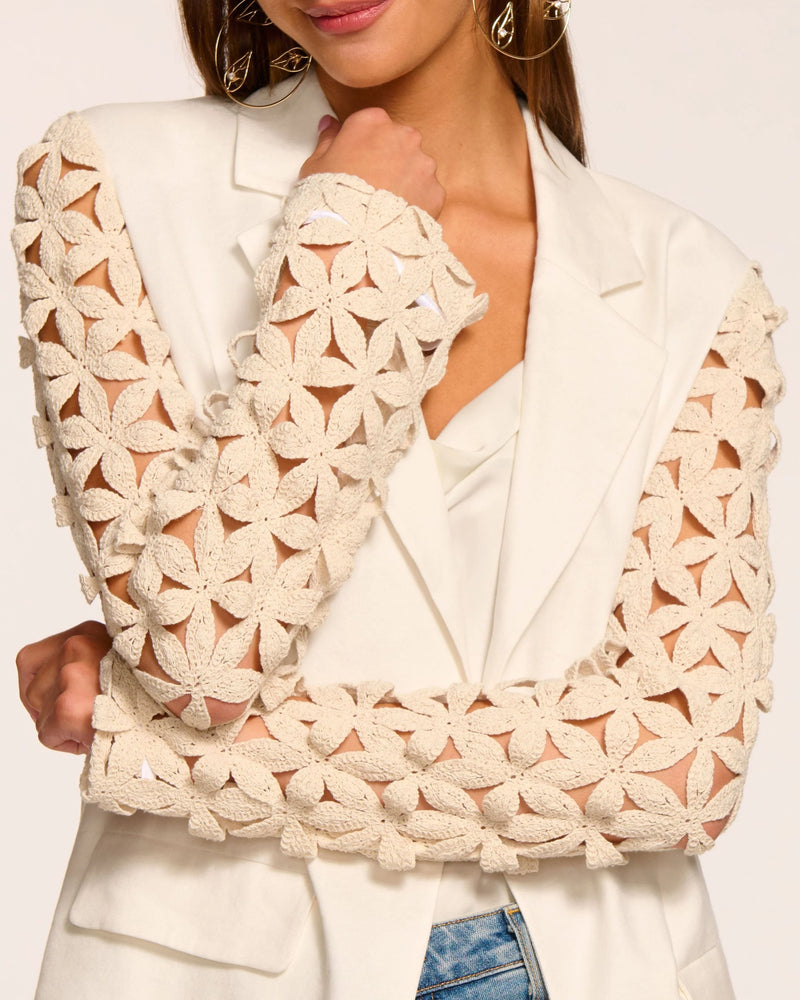 Ramy Brook - Kelsey Embellished Linen Blazer - White Floral