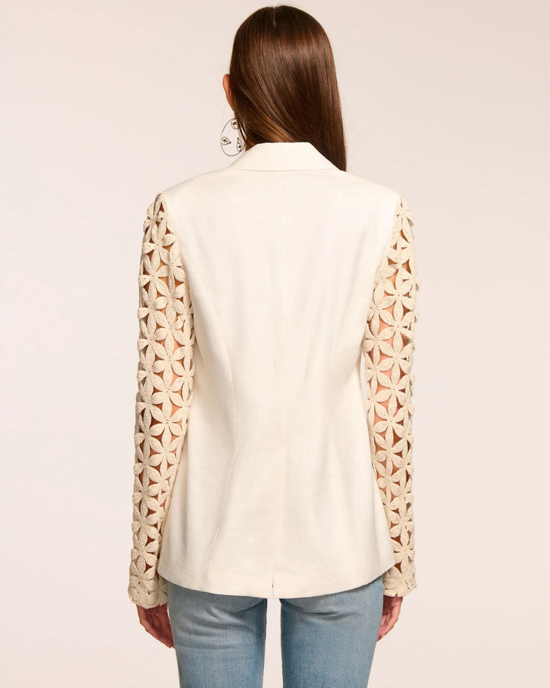 Ramy Brook - Kelsey Embellished Linen Blazer - White Floral