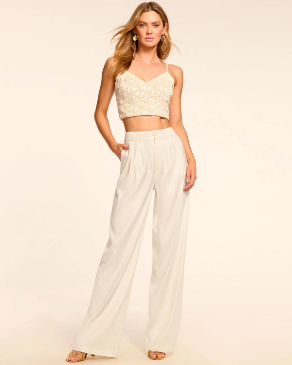Ramy Brook - Carly Pleated Linen Pant - White Floral