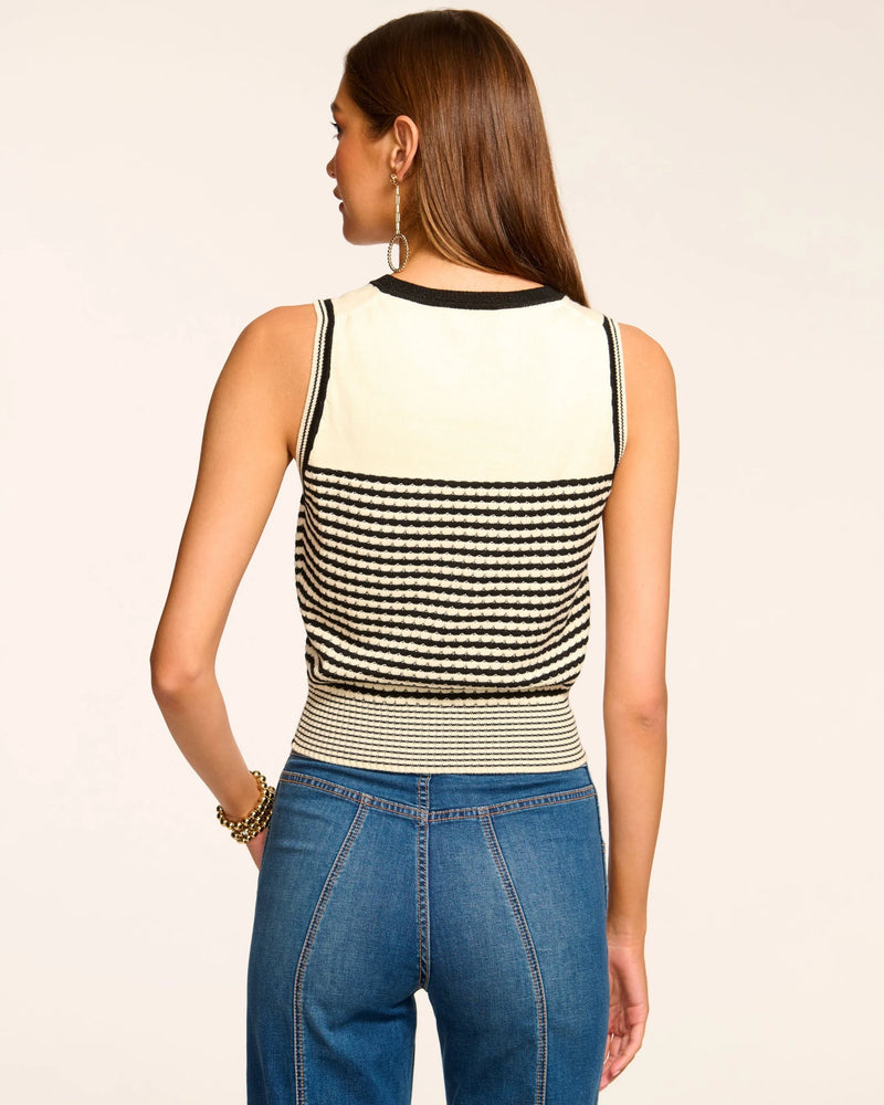 Ramy Brook - Elle V-Neck Knit Tank Top - Black Textured