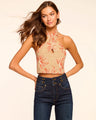 Ramy Brook - Harlow Embroidered Halter Crop Top - Natural Fleur