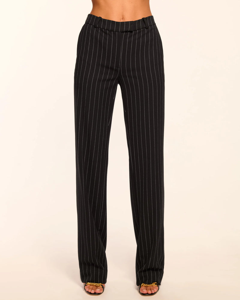 Ramy Brook - Doug Straight-Leg Tailored Pant - Black Pinstripe