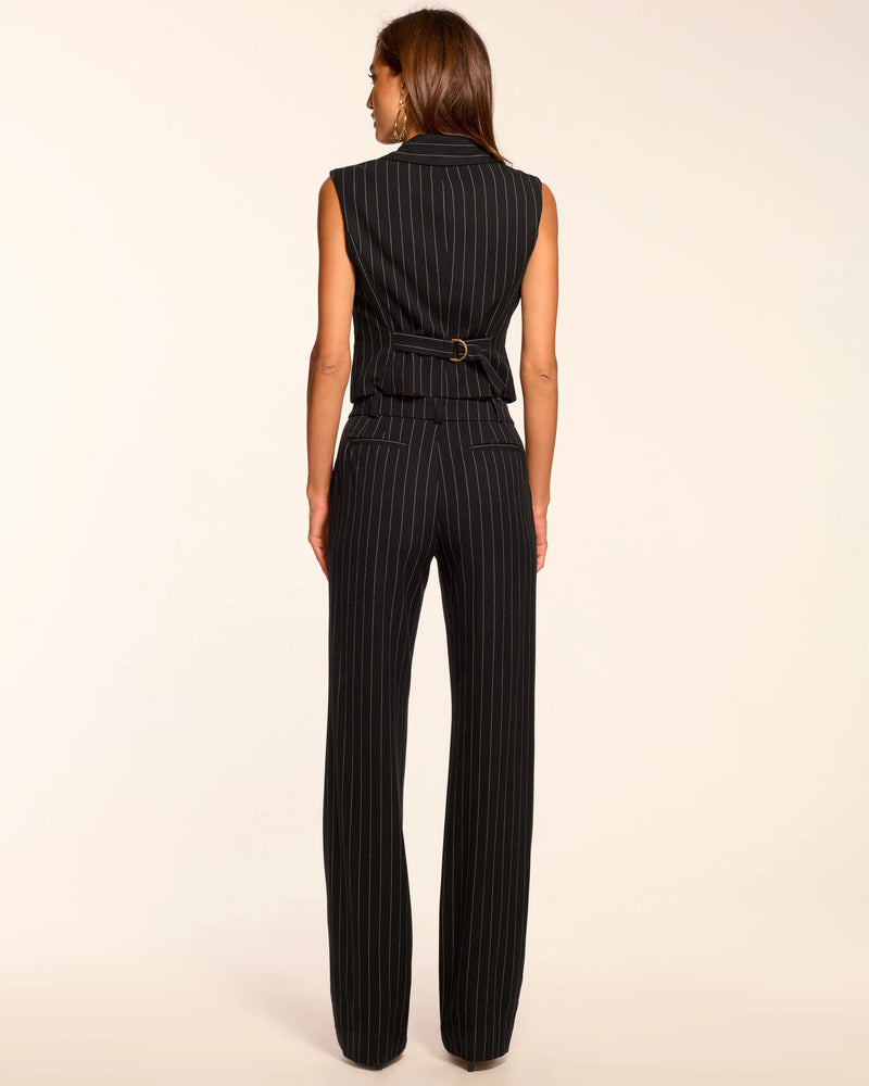 Ramy Brook - Doug Straight-Leg Tailored Pant - Black Pinstripe