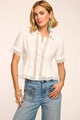 Ramy Brook - Becky Embroidered Linen Short Sleeve Top - White Linen