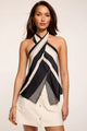 Ramy Brook - Kylie Printed High Neck Top - Black Stripe