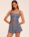 Ramy Brook - Olive Button Front Sleeveless Top - Indigo Stripe
