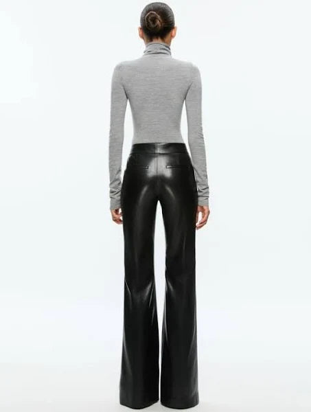 Alice + Olivia - Andrew Vegan Leather Boot Cut Pant - Black