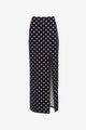 Toccin - Coralie Pull on Midi Skirt With Slit - Midnight Polka Dot