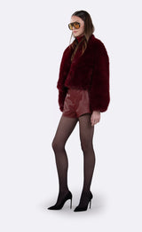 Daphne Faux Fur Jacket - Ruby