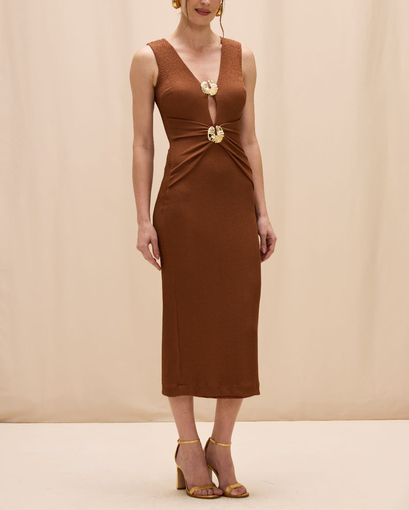 patbo orange dress Cora Knit Midi in Brown Set Option:Dress & 2 Clips From moss-laced gowns to Dry clean recommended. FD13493-CP112