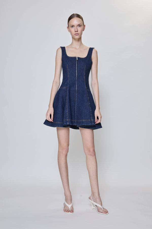SIMKHAI Women's Eleodra Denim Mini Dress - Blue - Size 6