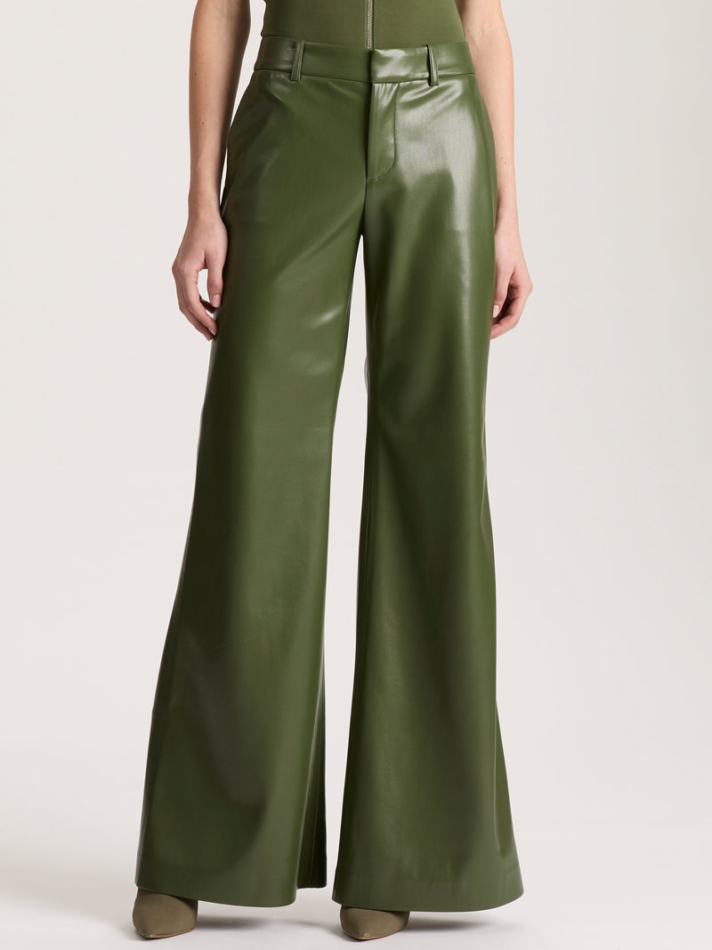 Alice + Olivia - Olivia Vegan Wide Leg Pant - Dark Olive