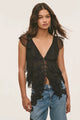 LoveShackFancy - Elvareen Silk Ruffle Top - Black