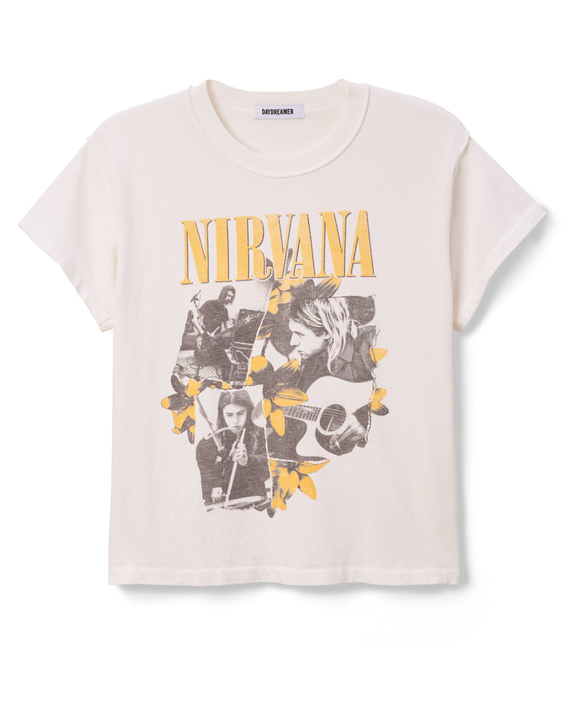 Daydreamer - Nirvana Collage Reverse Gf Tee - Vintage White