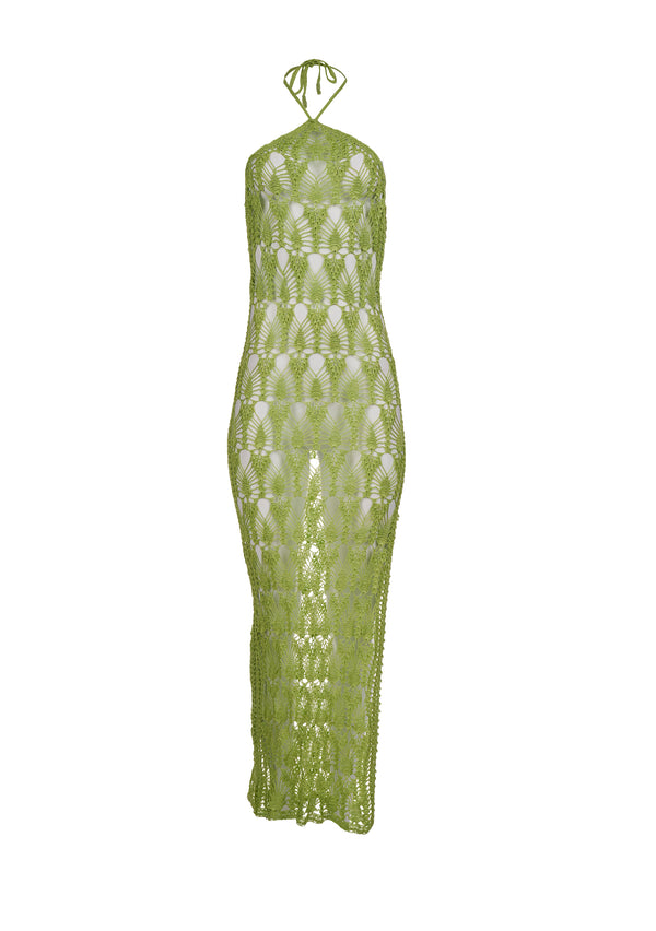 Ser.o.ya - Ponce Crochet Halter Dress - Lime
