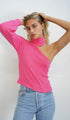 LNA - Murphy Sweater Rib Top - Hot Pink
