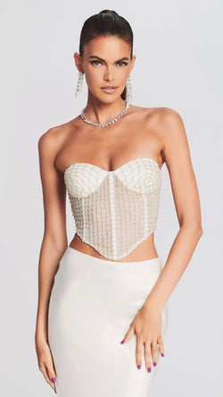 Retrofete - Margery Embellished Bustier Top - White